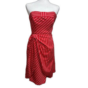 Anthropologie Lil Blazing Rays Red Striped Wrap Dress Sz 0 Classic Retro Preppy